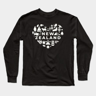 New Zealand Icons in a Heart Shape // Kiwi Pride Long Sleeve T-Shirt